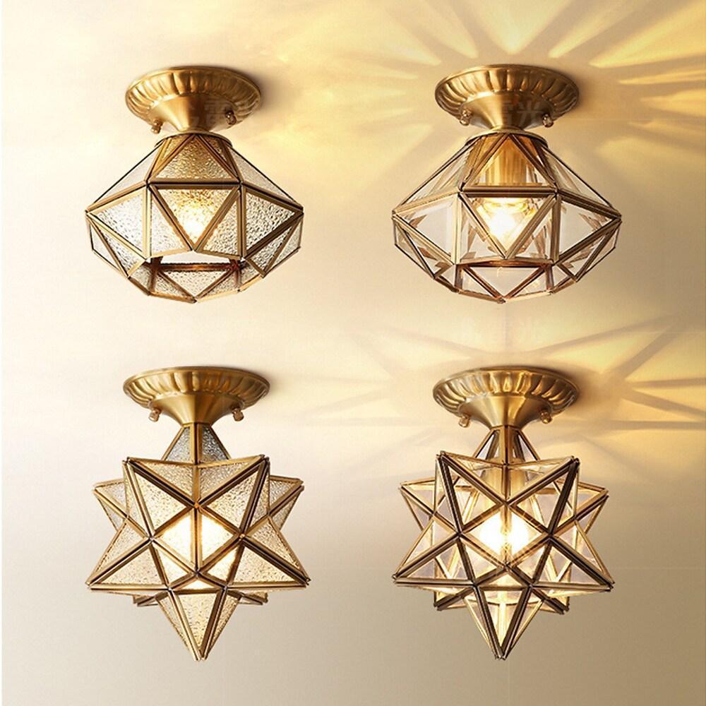9'' Incandescent LED 1-Light Adorable Flush Mount Lights Vintage Metal Glass Ceiling Lights