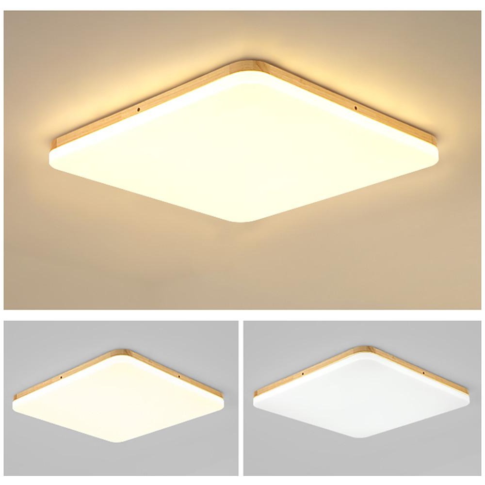 13'' LED 1-Light Dimmable Flush Mount Lights Nordic Style Modern Acrylic Wood Bamboo Dimmable Ceiling Lights-dazuma