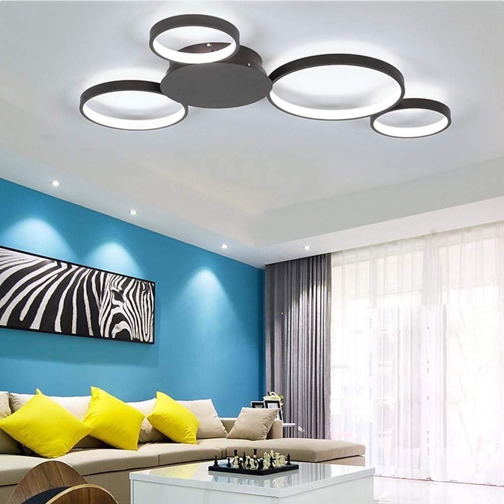 31'' LED 4-Light Tri-color Matte Dimmable New Design Flush Mount Lights Modern Traditional Classic Aluminum Silica gel Circle Dimmable Ceiling Lights