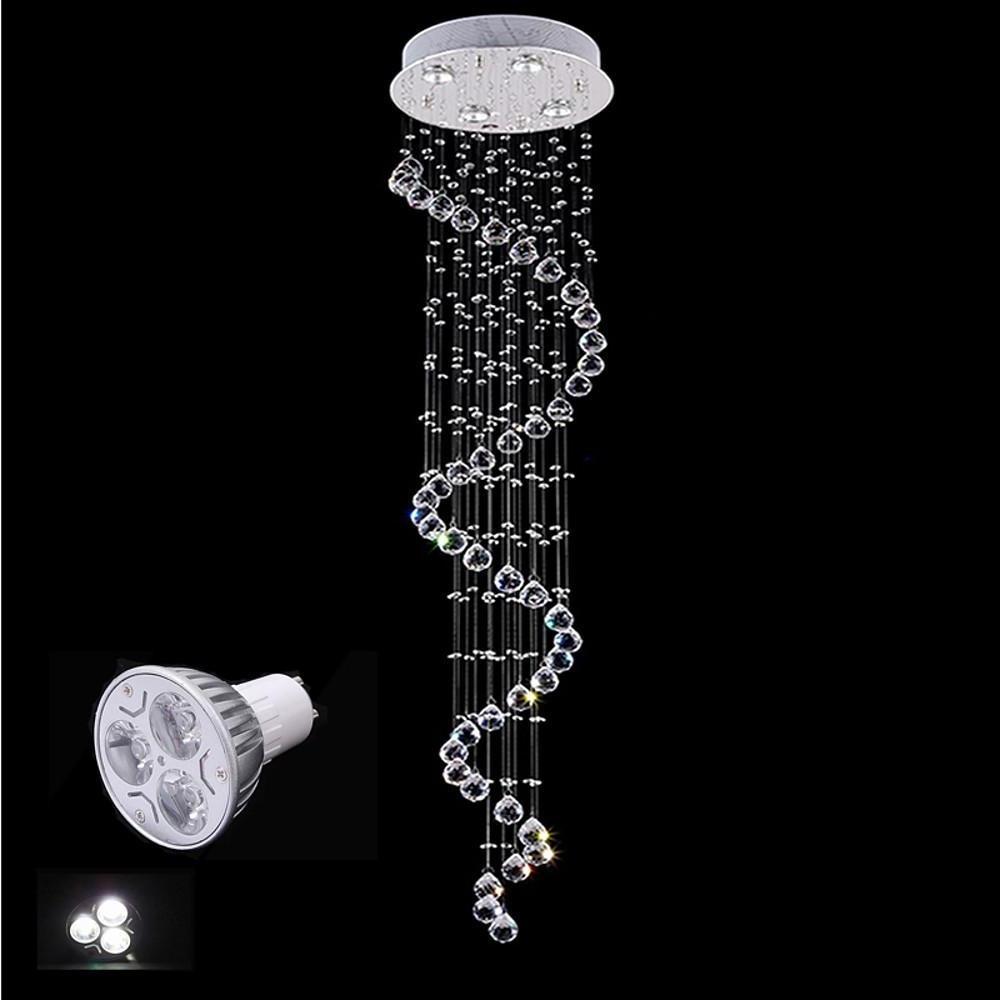 14'' LED 4-Light Crystal Creative Chandelier Modern Artistic Metal Crystal Linear Crystal Chandeliers