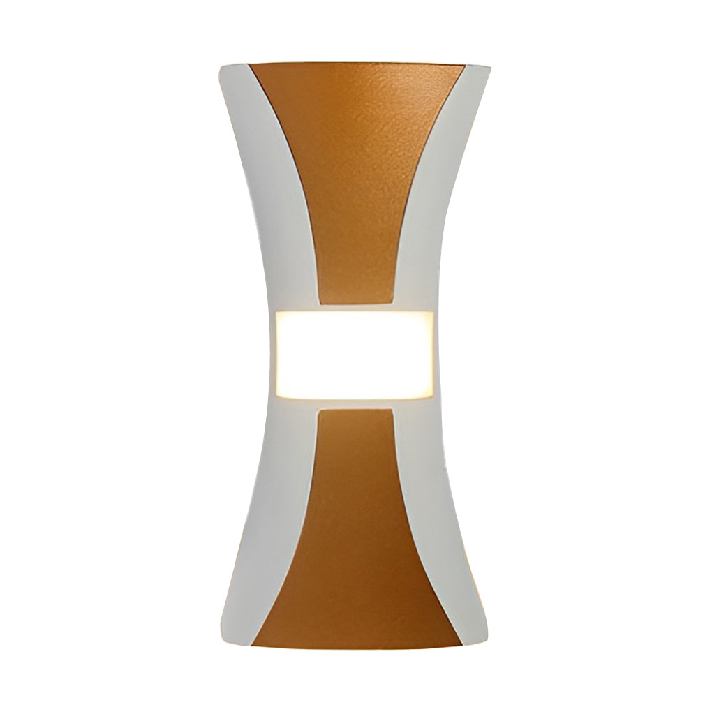 Hourglass wall light with technical view of the back and installation.