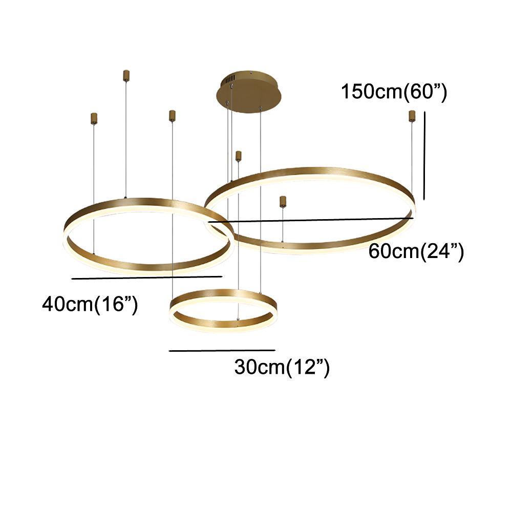 3 - Ring Modern Gold/Coffee Electroplated Dining Room Chandelier