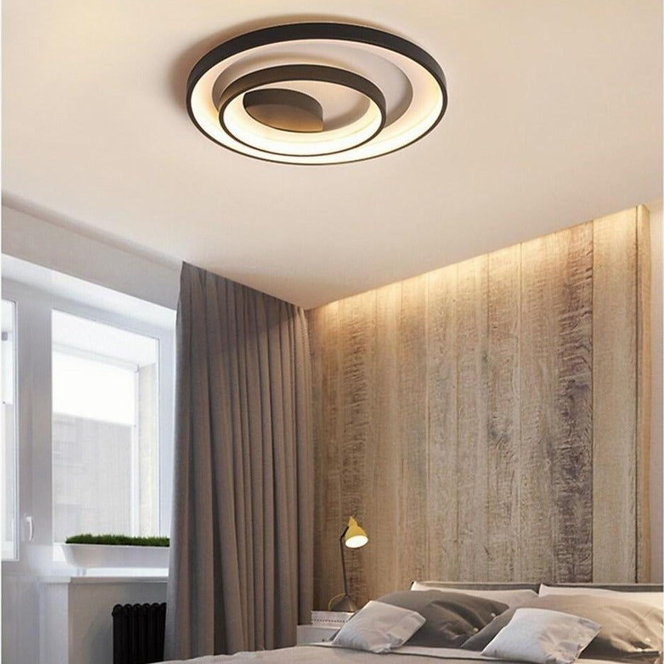 2 - Light 2 - Ring Semi - Flush Mount Ceiling Light LED Elegant Silica Gel Bedroom Light