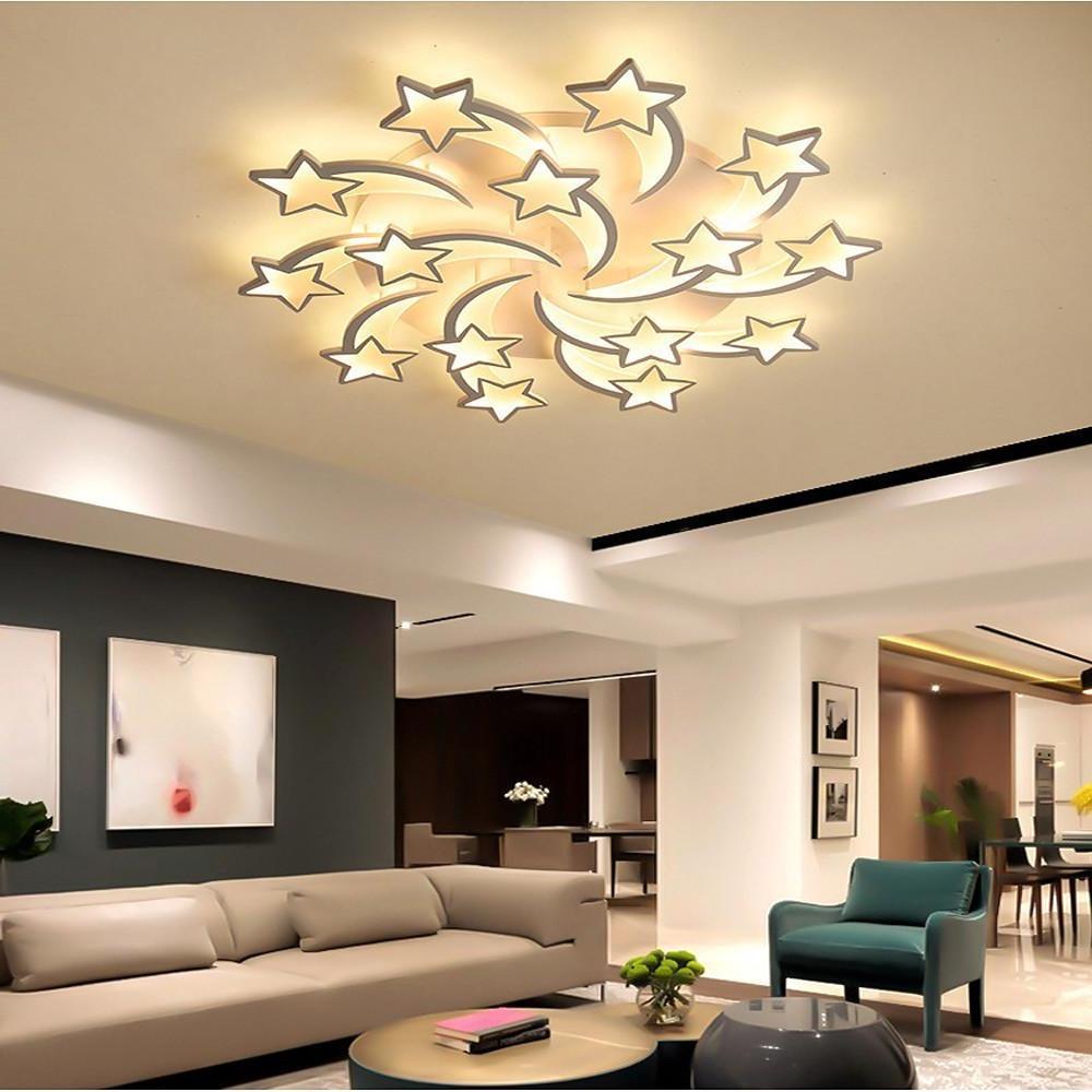 Celestial Shooting Stars Flush Mount Ceiling Light - LED, Dimmable, White, 5 to 15 Star Lights