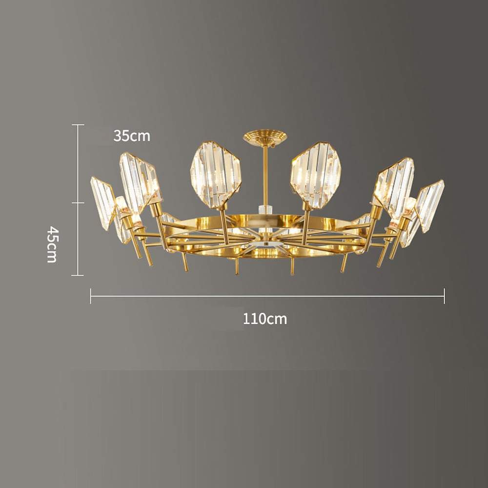 Brass Ring Frame Crystal Chandelier - Gold Metal, Crystal Accents Pendant Lights