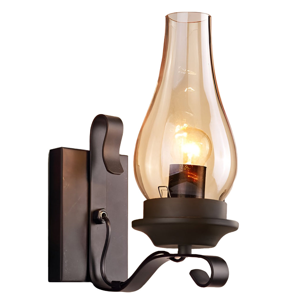 Hurricane wall light with technical view of the backplate and wiring.