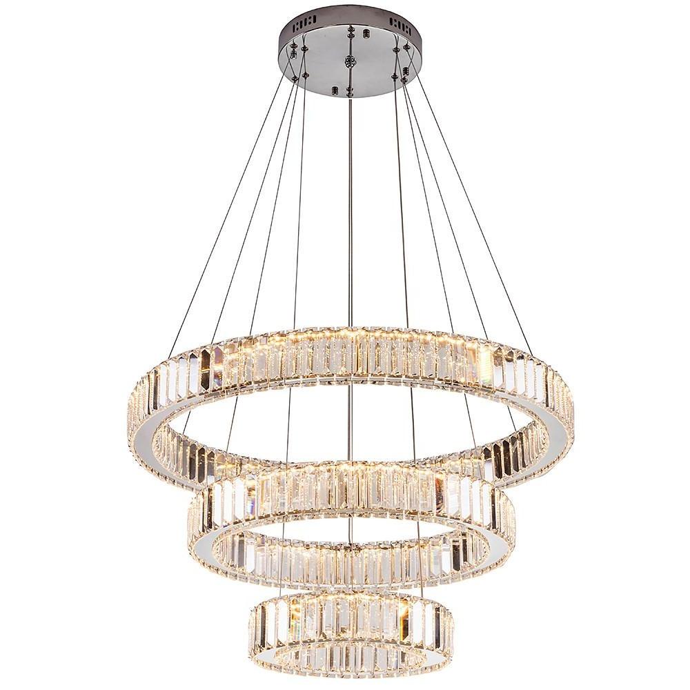 Chrome Crystal 3 - Tier Pendant Light Modern Chandelier