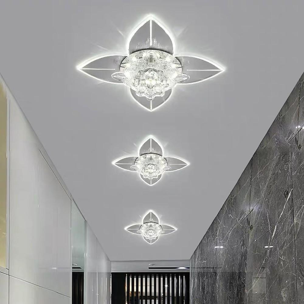 8'' LED 1-Light Lantern Desgin Flush Mount Lights Modern Metal Crystal Flush Mounts Semi Flush Mounts