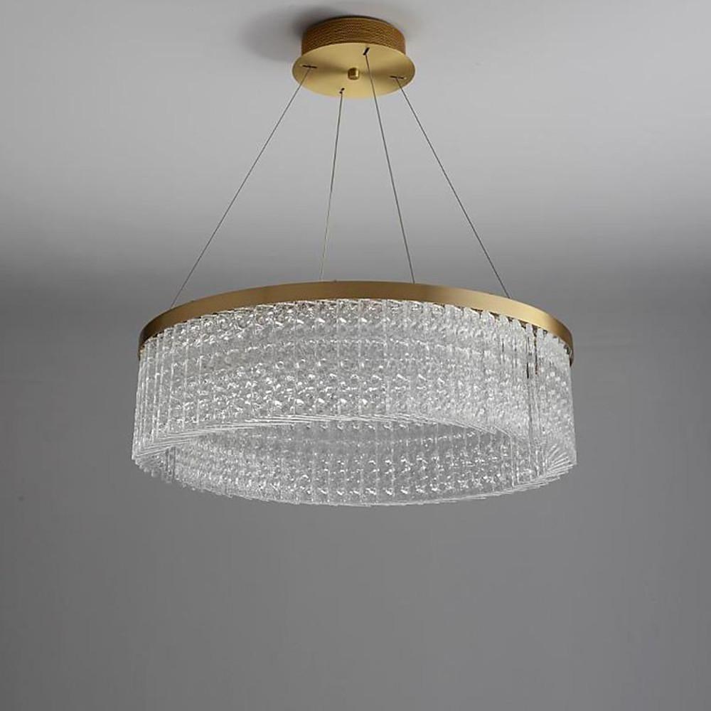 20'' LED 1-Light Lantern Desgin Chandelier Modern Stainless Steel Glass Chandeliers