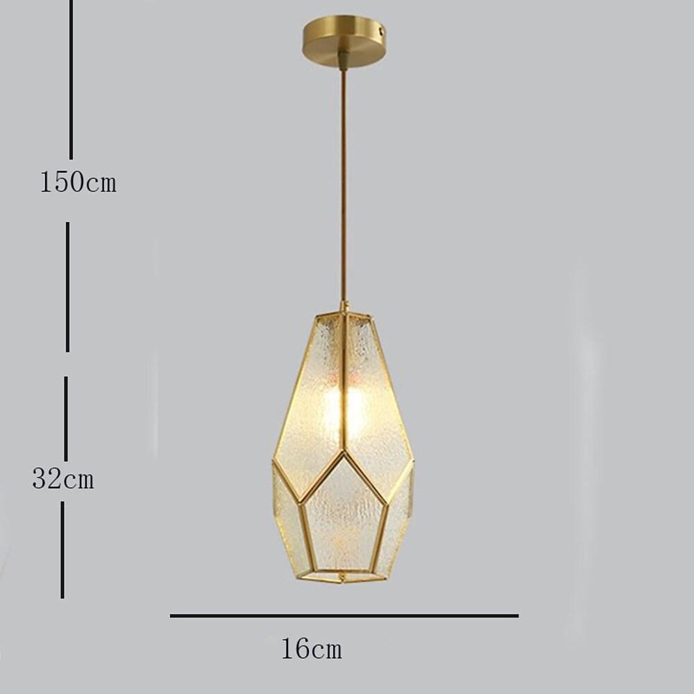 6'' LED 1-Light Lantern Desgin Pendant Light Modern Copper Glass Island Lights
