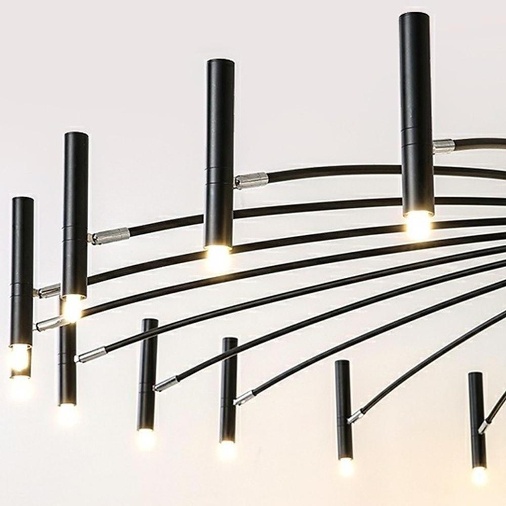 Linear Sputnik Chandelier - Black Metal, 12 Light, Modern Hanging Lights