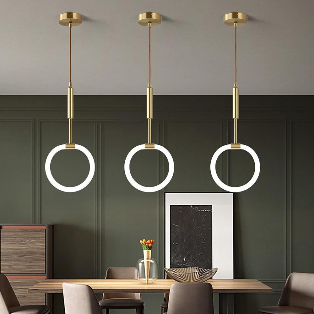 8'' LED 1-Light Circle Design Pendant Light Modern LED Copper Acrylic Geometrical Modern Style Pendant Lights-dazuma