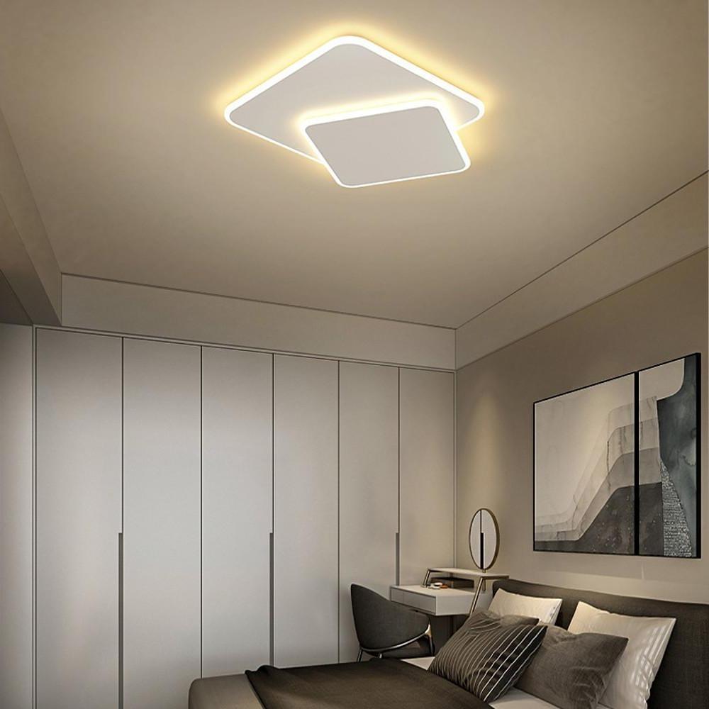 2 - Light White Square LED Flush Mount Ceiling Light for Bedroom