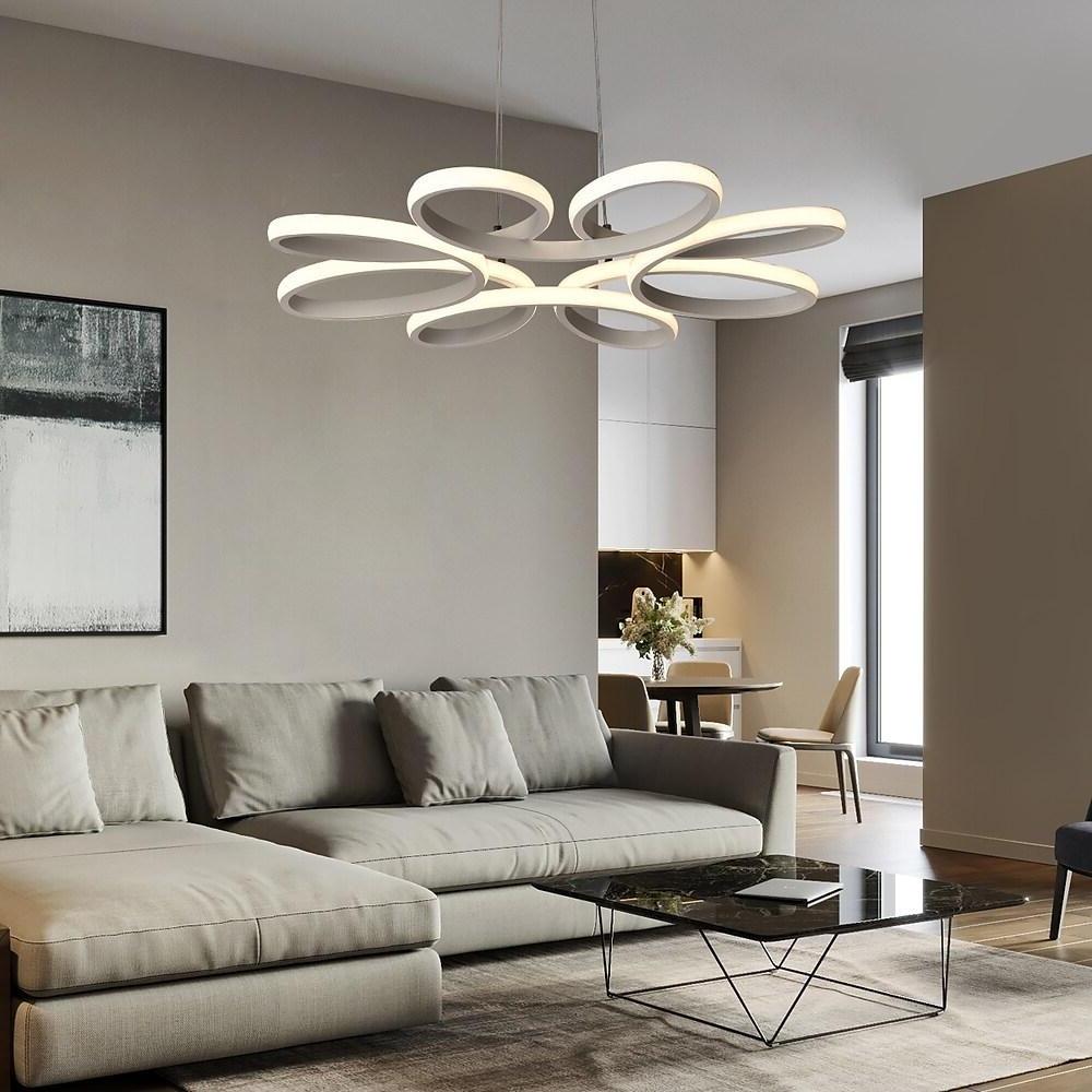 23'' LED 1-Light Dimmable With Remote Control Dimmable Pendant Light Modern Contemporary Aluminum Silica gel Metal Circle Design