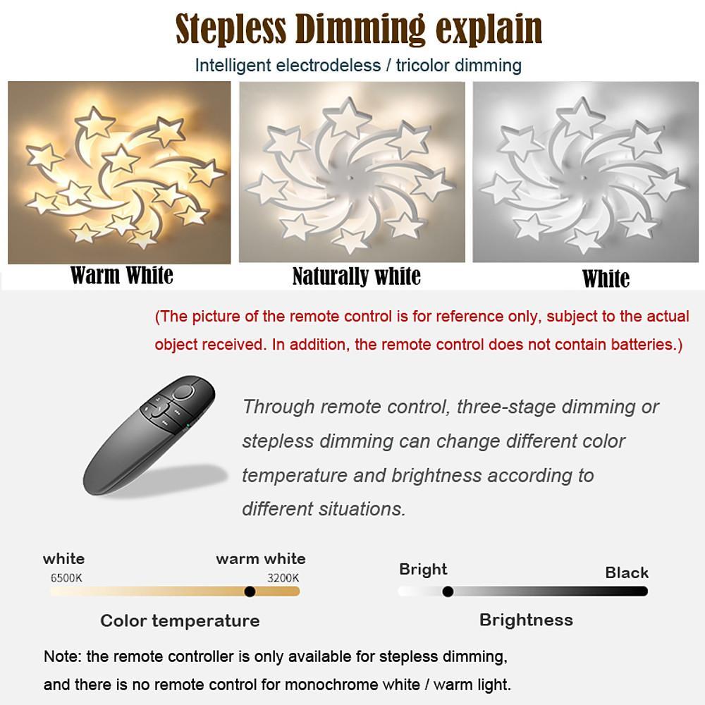 Celestial Shooting Stars Flush Mount Ceiling Light - LED, Dimmable, White, 5 to 15 Star Lights