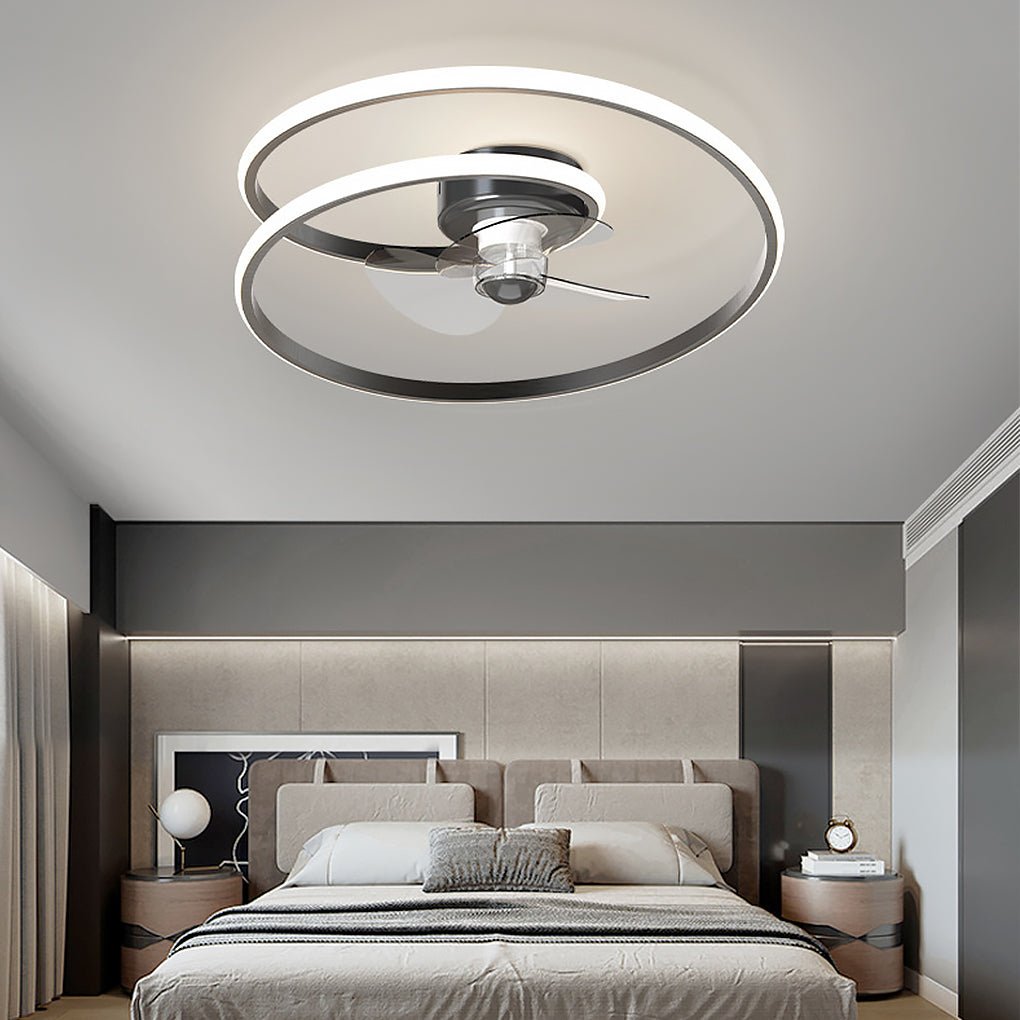 Inverter Stepless Dimming LED Ceiling Fan Light with Remote Control for Living Room Bedroom