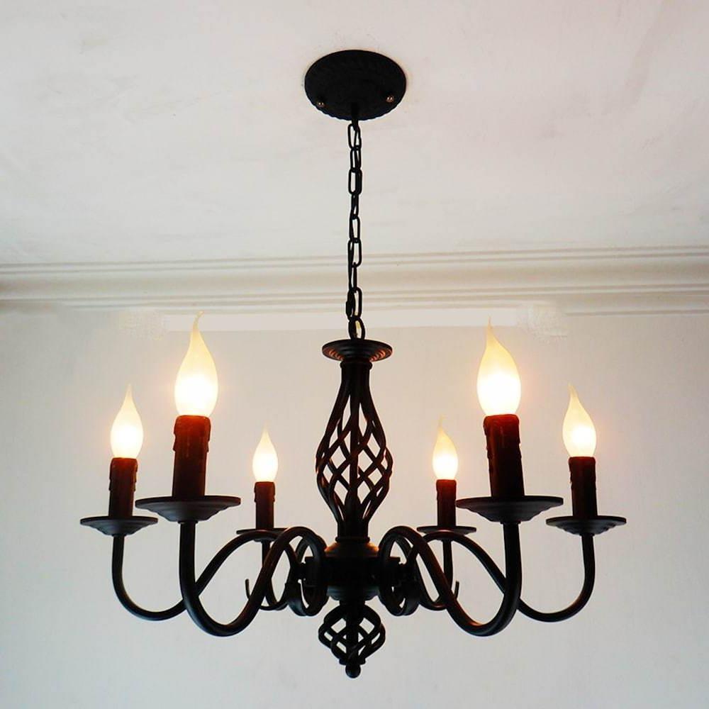 14'' LED Incandescent 6-Light Candle Style Chandelier Chic & Modern Metal Candle-style Candle-Style Design-dazuma
