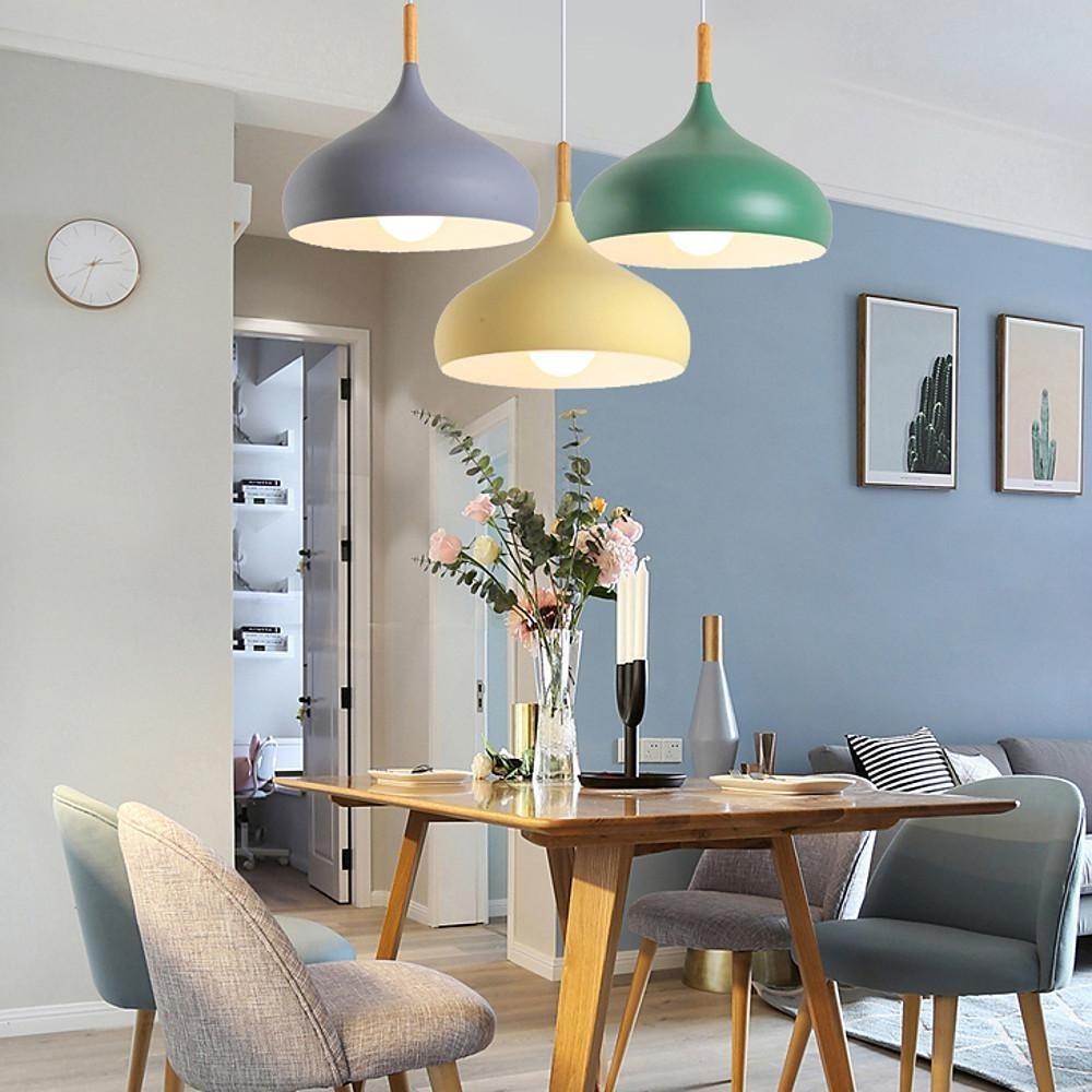 Decorative Cone Pendant Light Metal Wood Island Kitchen Pendant Lighting