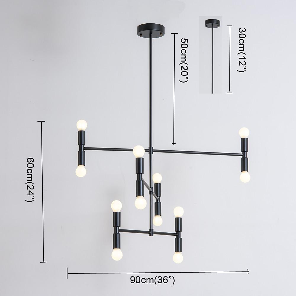 35'' LED Incandescent 12 Bulbs Cool Tree Adjustable New Design Creative Chandelier Artistic Chic & Modern Metal Glass Sputnik Island Lights