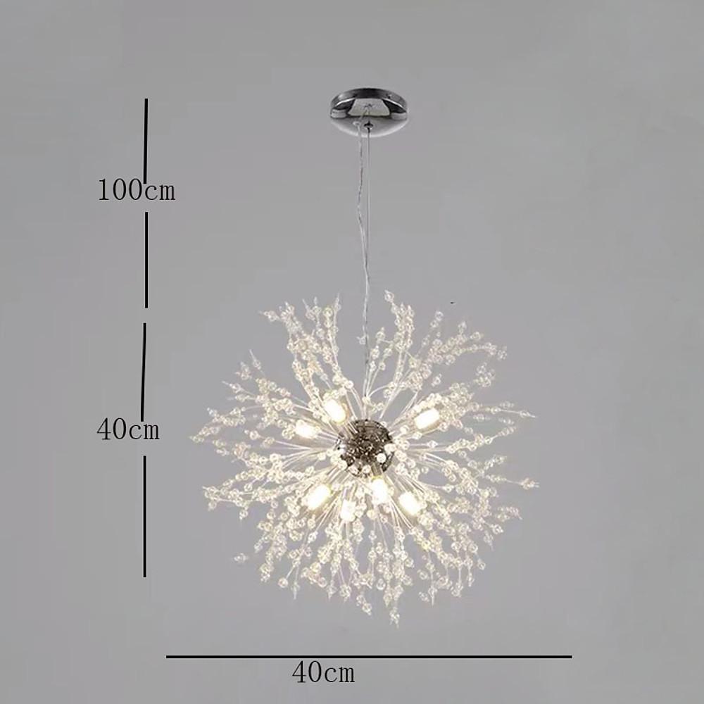 16'' LED 8-Light Chandelier Modern Metal Crystal Globe Design