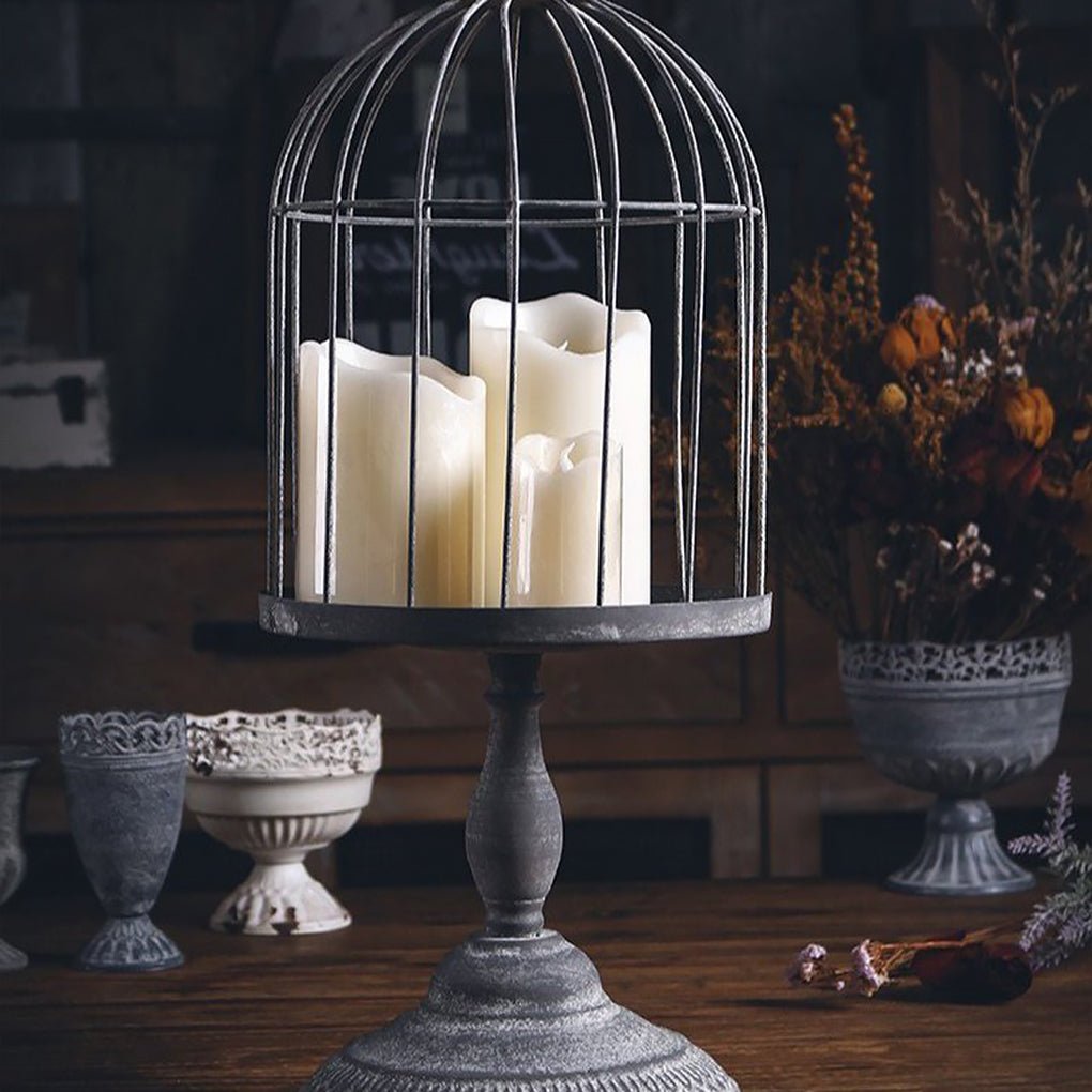 Iron Bird Cage Shaped Candle Holder