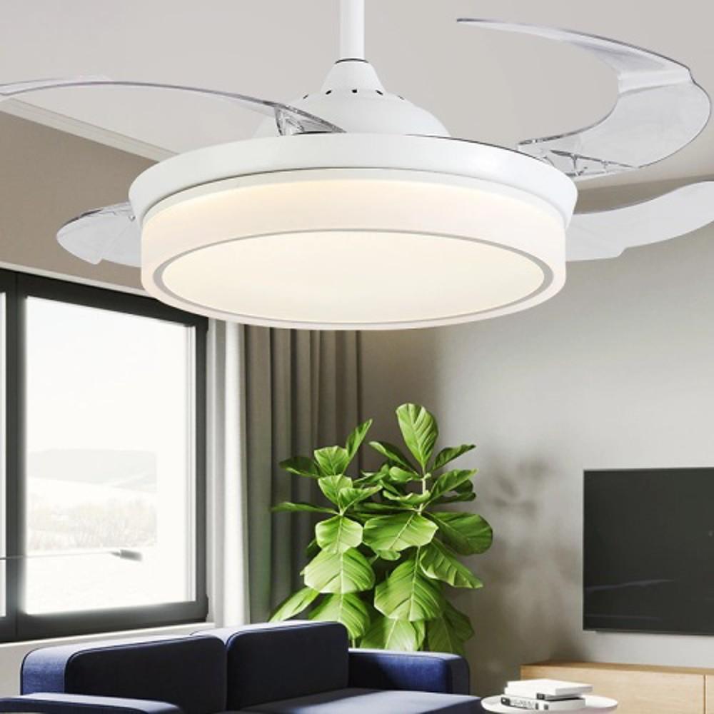 19'' LED 1-Light Single Design Ceiling Fan Modern Nature Inspired ABS Acrylic Minimalist Modern Style Artistic Style Ceiling Fan Lights-dazuma