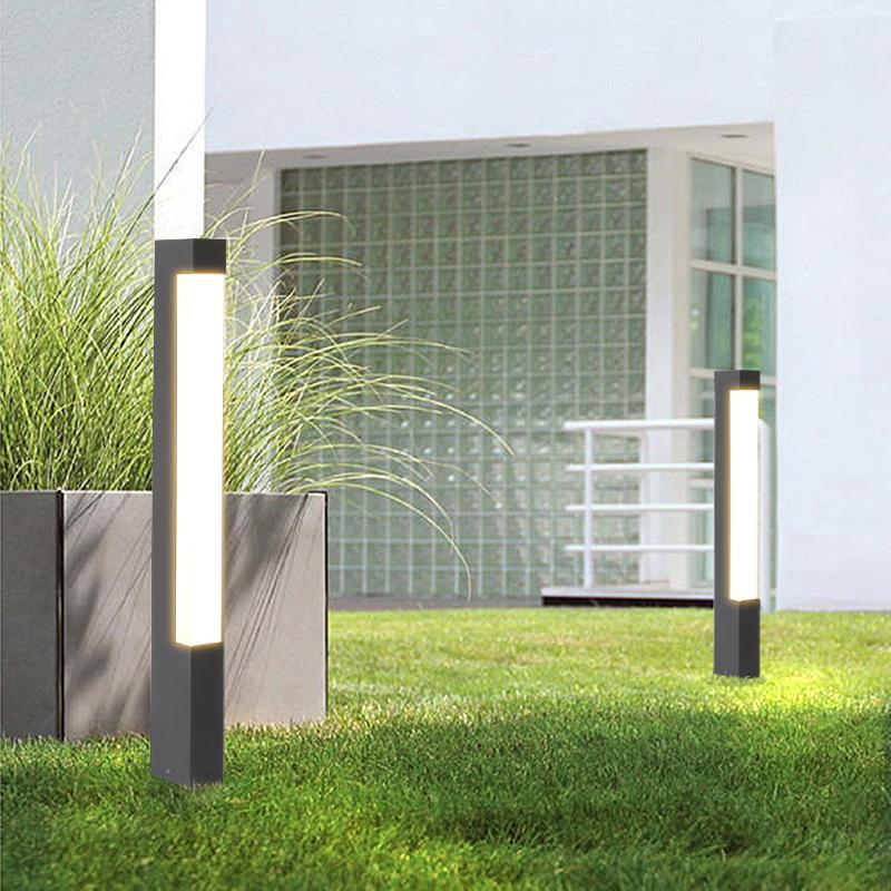 Modern Black Square Tall Aluminum LED Landscape Lighting Pathway Lights