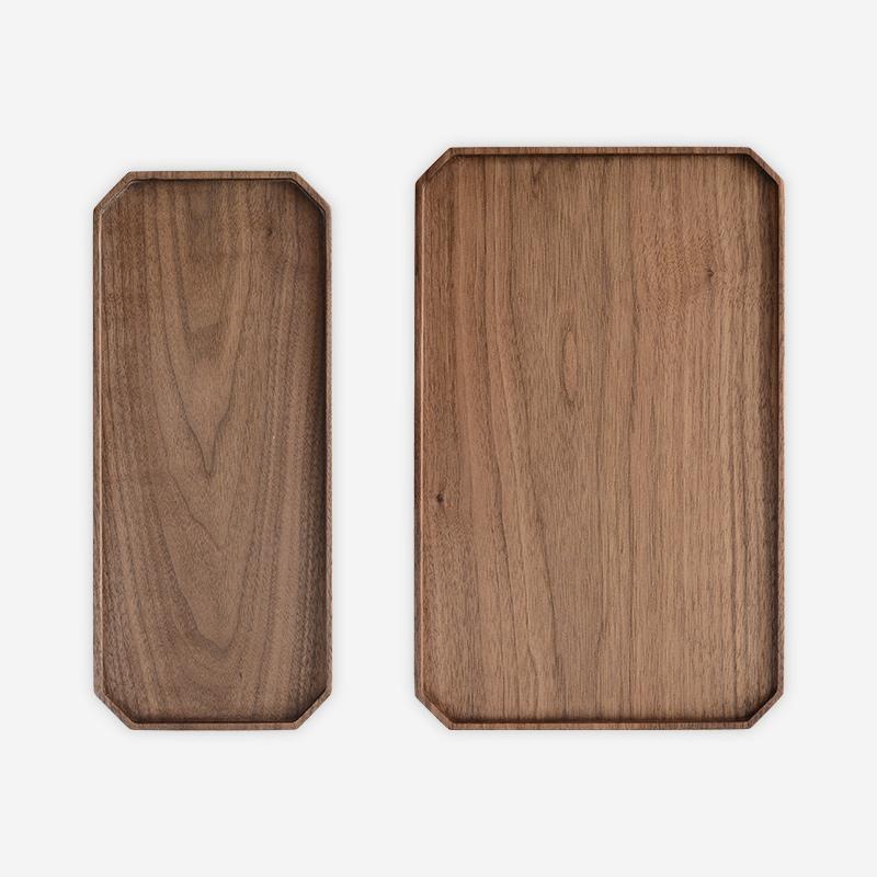 Nut Brown Serving Tray With Blunt Edges