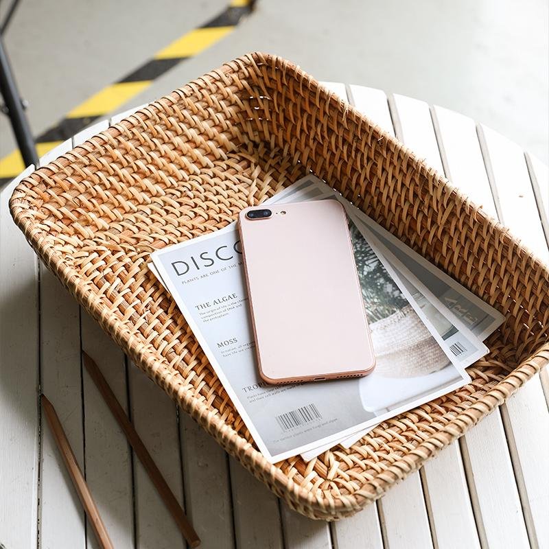 Rectangular Rattan Basket and Serving Tray