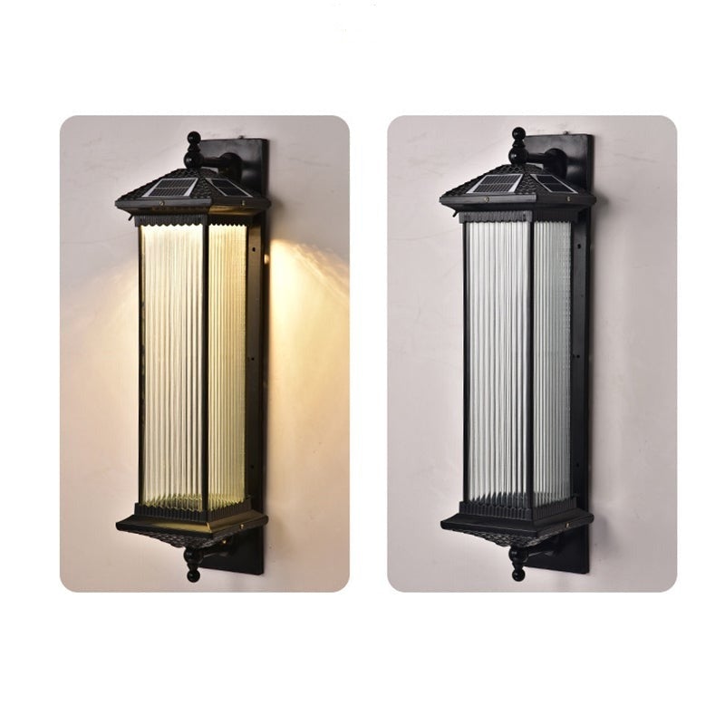 Vintage Striped Glass Waterproof LED Retro Solar Outdoor Wall Lights