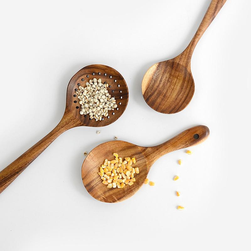 6 - Piece Set Rustic Wood Cooking Utensils