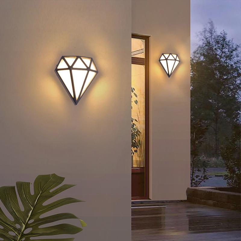 Diamond Shape Aluminum LED Lantern Outdoor Lighting Garden Light Wall Lighting - dazuma