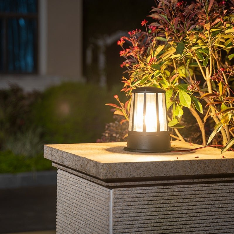 Round Creative Waterproof LED Black Modern Outdoor Pillar Lights