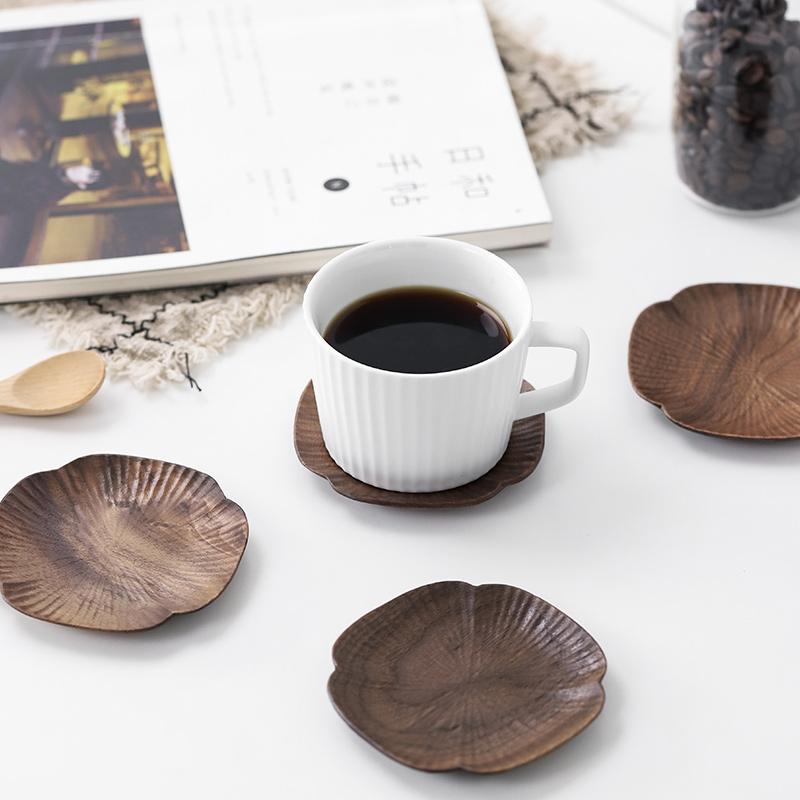 Rustic Shell-Like Wooden Coaster for Cups - dazuma