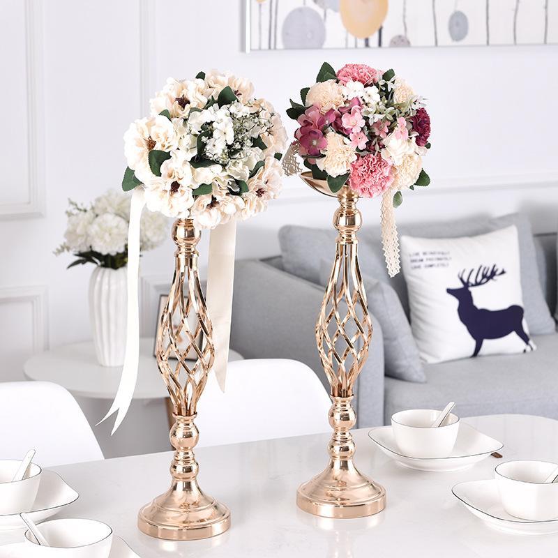 2 - Piece Metal Gold Candle Holder Table Centerpiece Stand Pillar Candlestick