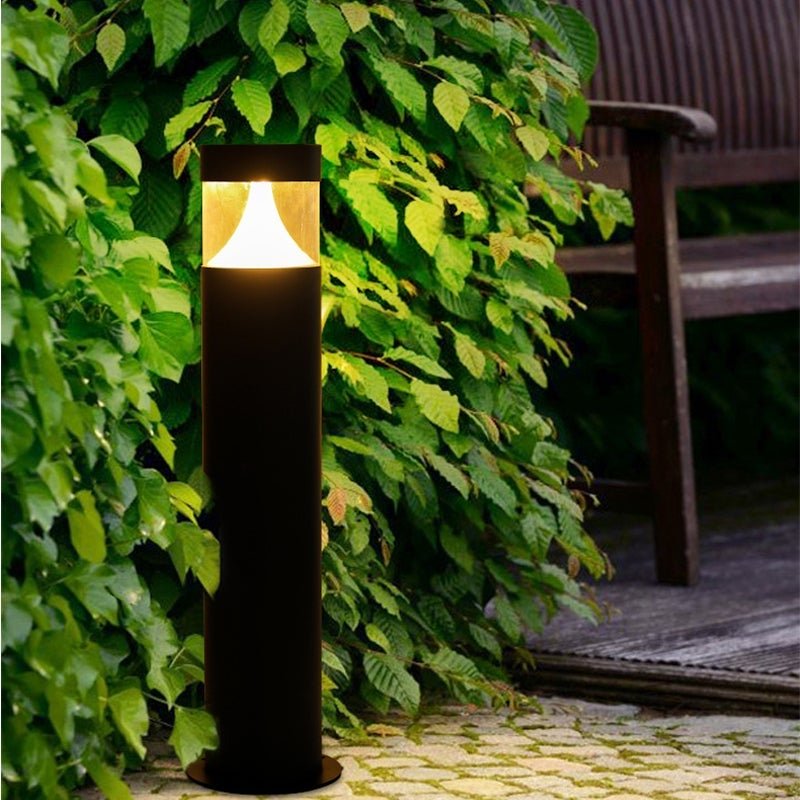 Round LED Outdoor Post Light Waterproof Black Aluminum Modern Yard Lamp