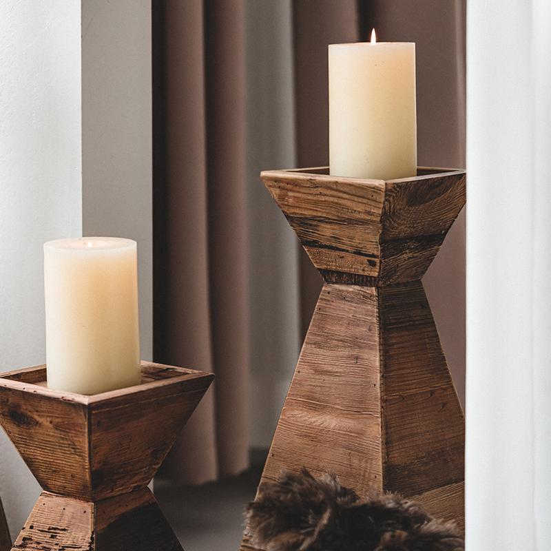Brown Wood Candle Holder for Living Room Dining Room
