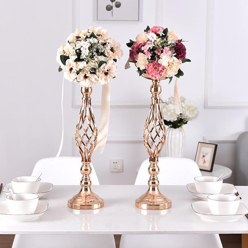 2 - Piece Metal Gold Candle Holder Table Centerpiece Stand Pillar Candlestick