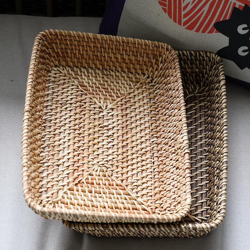 Rectangular Rattan Basket and Serving Tray