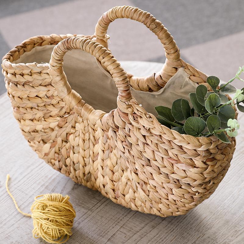 Quasi Semi-Circle Shaped Shopping Basket with Handles - dazuma