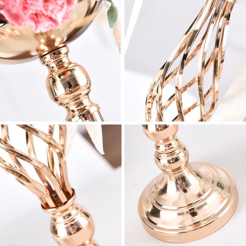 2-Piece Metal Gold Candle Holder Table Centerpiece Stand Pillar Candlestick