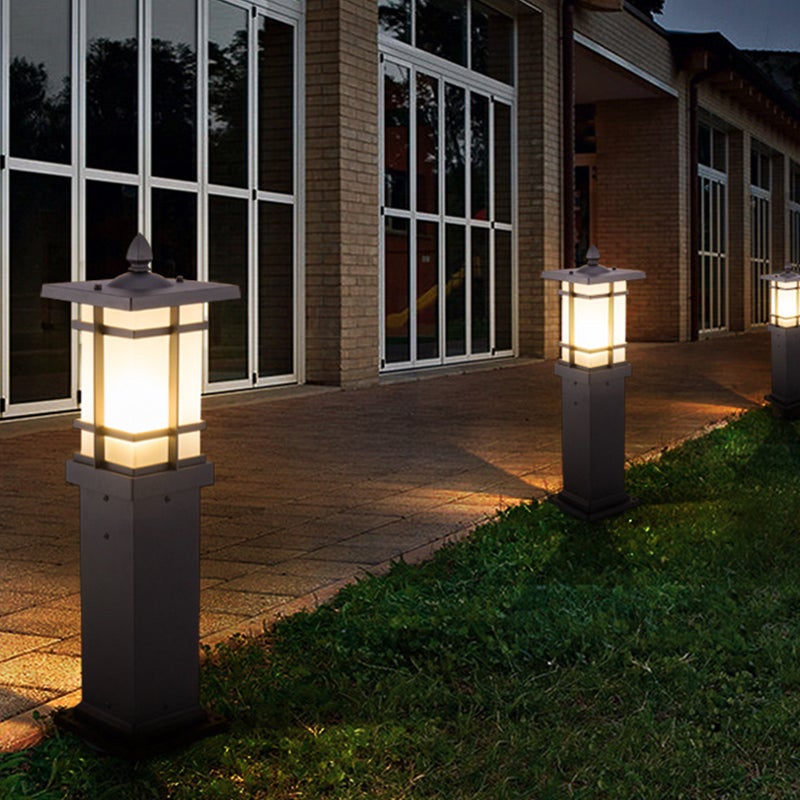 Vintage Pavilion Shape Black Retro Outdoor Light Post Lamp Pathway Lights - Dazuma