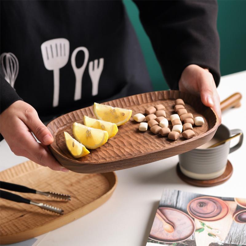 Oval Serving Tray with Hand-Crafted Touches - dazuma