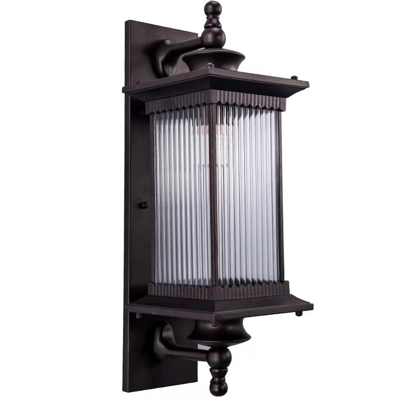 Vintage Striped Glass Waterproof LED Retro Solar Outdoor Wall Lights