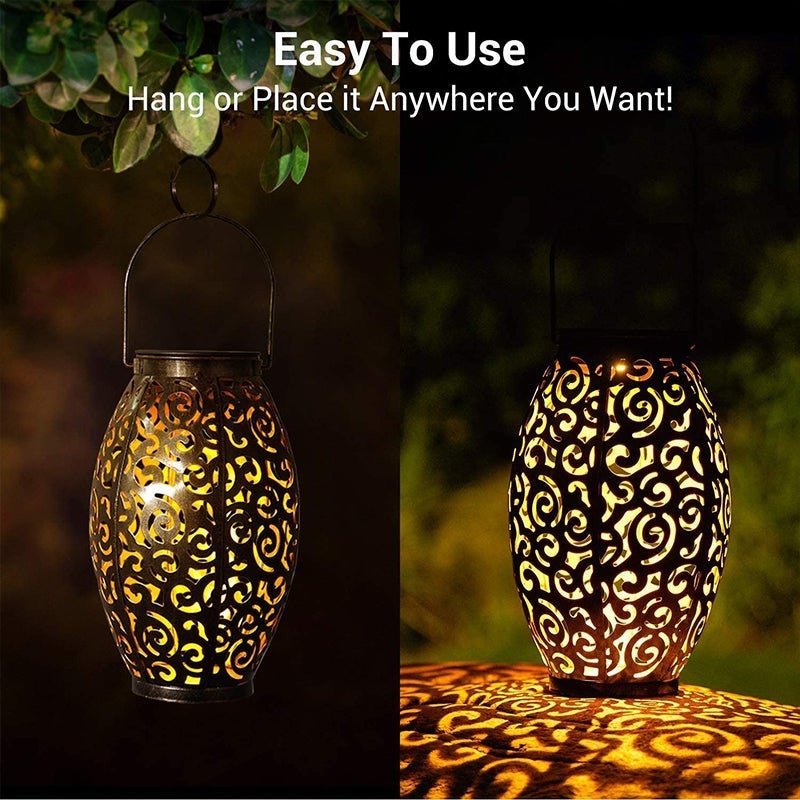 Solar Powered LED Waterproof Bronze Antique Outdoor Lanterns Solar Lights