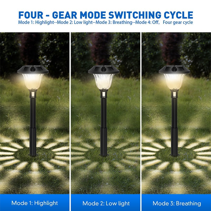 4-Pack LED Waterproof Black Modern Intelligent Solar Lights Outdoor Lawn Lamp