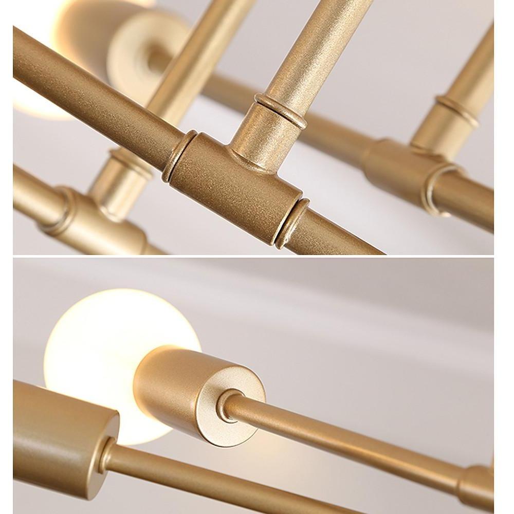 6 - Light Globes LED Linear Sputnik Chandelier Modern Semi - Flush Mount Ceiling Light