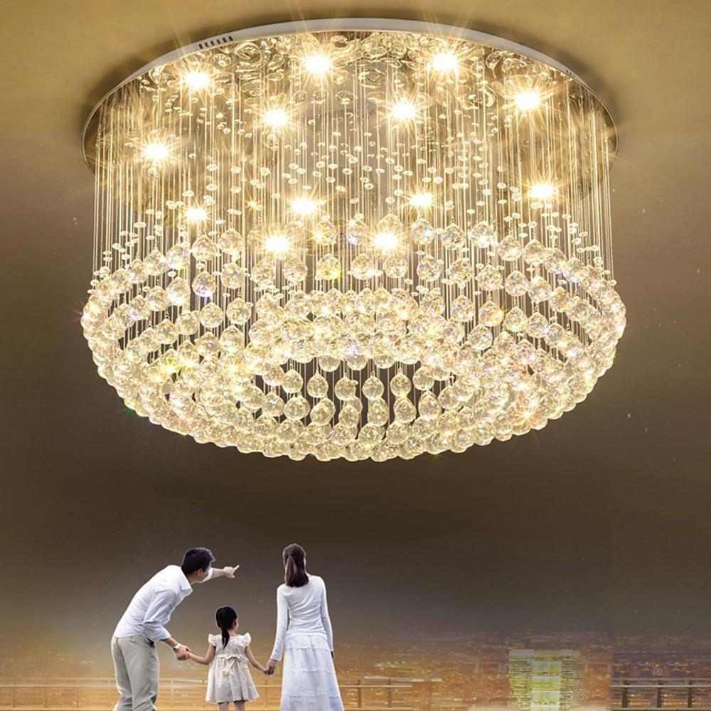 Glass - cicles Crystal LED Chandelier Drum Flush Mount Chandelier
