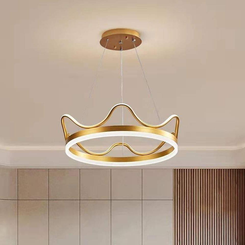 20'' LED 1-Light Dimmable Pendant Light Nordic Style Contemporary Aluminum Acrylic Crown Stylish Circle Design
