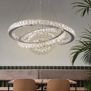 Interwoven Circle Crystal Dimmable LED Modern Chandeliers Pendant Light